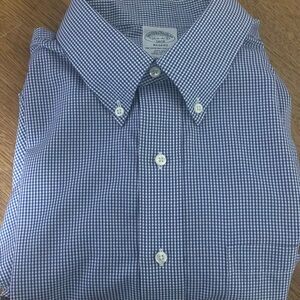 Brooks Brothers Navy Gingham Men's Shirt Size 16 1/2